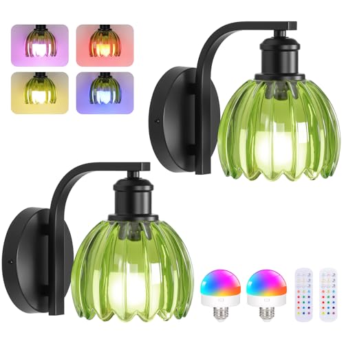 Image of Vintage Rechargeable Battery Operated Wall Sconce Set of Two with Remote