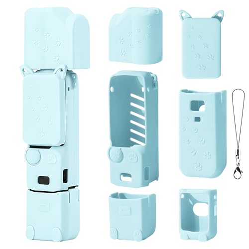 Debmale Pocket 3 Silicone Case Cover: Sleeve Protective Cover Lens Protector Compatible with Vlogging Camera DJI Osmo Pocket 3 Creator Combo Accessories (Light Blue)