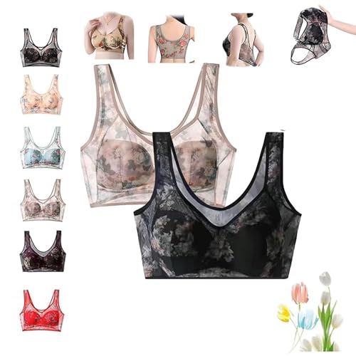 Soutien-Gorge sans Fil en Dentelle pour Femmes Âgées en Confort Total 4XL