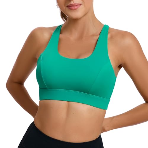 Image of RUNNING GIRL Sports Bras for Women,Padded Pink Sports Bra Tank Top Sexy Crisscross Back High Impact Longline Workout Yoga Bra(WX2569Bright Green,L), Large