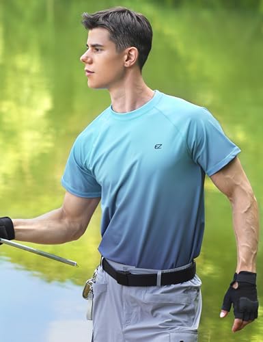 Image of Men's Swim Shirts Rash Guard UPF 50+ UV Sun Protection T-Shirt Quick Dry Fishing Beach T Shirts | Quick Dry Cooling Fabric with UPF 50+ Blocks 98% UV Rays. Anti-chafing Flatlock Seams Ensure Comfort for Beach and Fishing