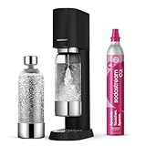 sodastream® enso™ Premium Wassersprudler aus Edelstahl, inkl. 1 L BPA-FREIE KUNSTSTOFFFLASCHE (spülmaschinengeeignet) + Quick Conntect CO2-Zylinder, Farbe: schwarz