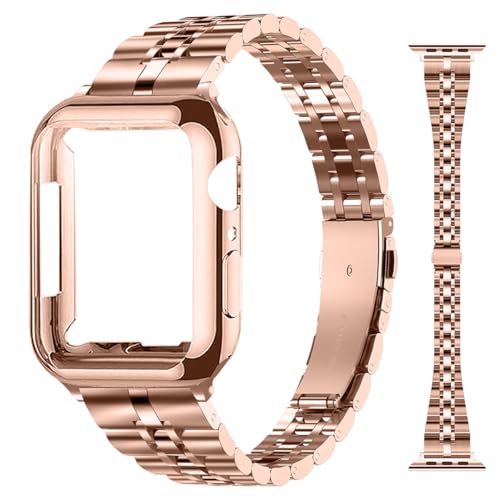 Image of Slim Metal Bands Compatible with Apple Watch 40mm 38mm 41mm 42mm 44mm 45mm, Metal Stainless Steel Chain Strap for Women iWatch Series 9 8 7 6 5 4 3 2 1 SE