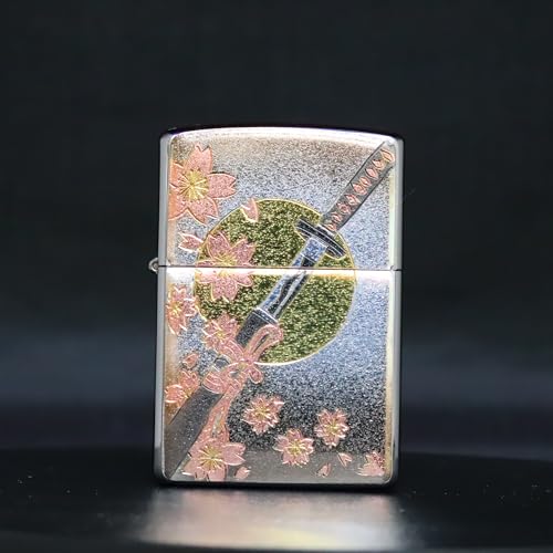 Zippo Lighter Silver Electroforming Board Sword Japanese Pattern Single Sided, 5,5 x 3,5 x 1,15 cm; 80 Gramm - Image 2