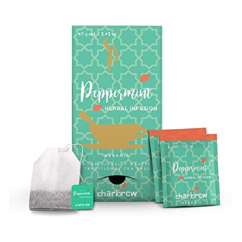 Charbrew Organic Peppermint Tea - 120 Individually Wrapped Teabags (6x20 Teabags) Cover