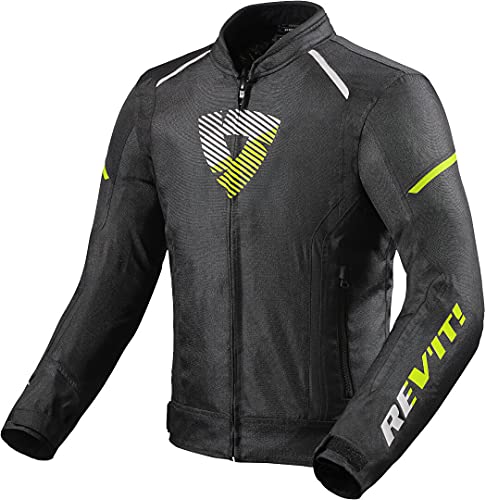Blouson textile de moto REV'IT! Sprint H20 noir néon jaune en taille L