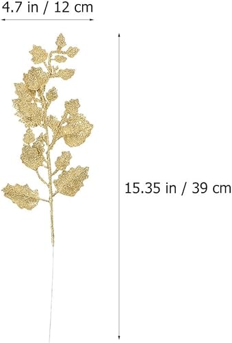 Miniatura 5 de 20 piezas de hojas de imitación de Belén, adornos de Navidad artificiales Gillter Decoración de Navidad, hojas de acebo artificiales, decoración de