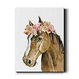 Renditions Gallery Flower Crown Horse Wall Art, Premium Gallery Wrapped Canvas Decor, Ready to Hang, 32 in H x 24 in W, Made in America Print