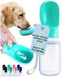 MalsiPree Portable Dog Water Bottle - 19 Oz, Blue - Leak-Proof Water Bowl Dispenser with Lock for Trail Hiking, Park Visit, Camping & Beach Days, Travel & On-The-Go