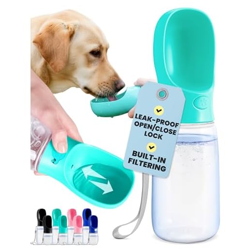 MalsiPree Dog Water Bottle, Leak Proof Portable Puppy Water Dispenser with Drinking Feeder for Pets Outdoor Walking, Hiking, Travel, Food Grade Plastic (19oz, Blue)