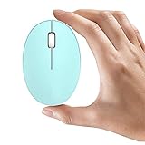 TENMOS Mini Rechargeable Wireless Mouse, 2.4GHz Optical Travel Mouse Silent Wireless Computer Mice with USB Receiver, Auto Sleeping, 3 Buttons, 1000 DPI Compatible with Laptop, PC, Computer (Green)