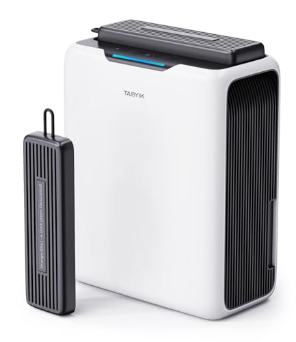 Image of TABYIK Dehumidifiers for Home, 101oz Dehumidifier & 2pack Reusable Dehumidifying Boxes - Auto Shut Off Auto Defrost Quiet Dehumidifiers for Bathroom Room Wardrobe Closet Trailer RV | Pump Drain Hose, Auto Humidity Control, Large Dehumidifier for Home, RV, Bathroom & Bedroom