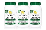 Acido Citrico Anidro Puro 100% – Confezione da 3 x 1 Kg (3 Kg Totali) – Anticalcare Naturale, Disincrostante, Ammorbidente per Bucato, Brillantante Lavastoviglie, Decalcificante per Pulizie Ecologiche