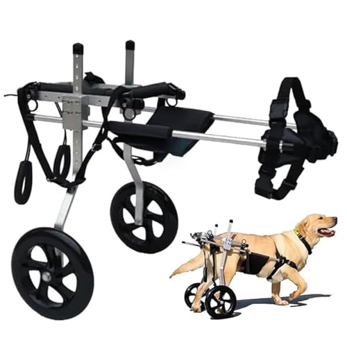 Aluminium-Rollstuhl für große Hunde, Rollstuhl für große Haustiere, 2 verstellbare Hinterbeine, Hundeverschieber für Hinterbeine, geeignet für 30-50 cm Hinterbeine, 20 bis 30 kg Hunde(XL)