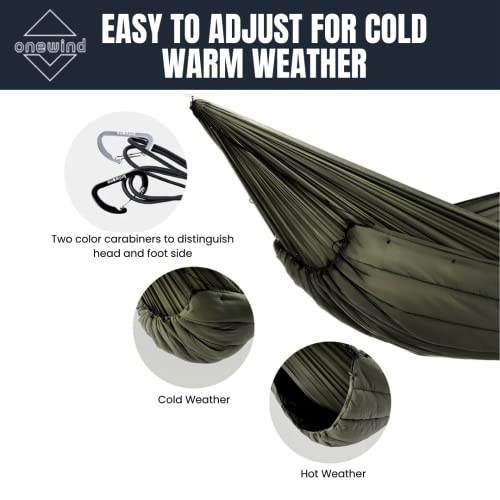 Onewind Premium Hammock Underquilt and Camping Blanket, Full Length Portable Underquilt with Dupont Sorona Insulation for Hammock Camping, Hiking, Backpacking, OD Green - Image 9