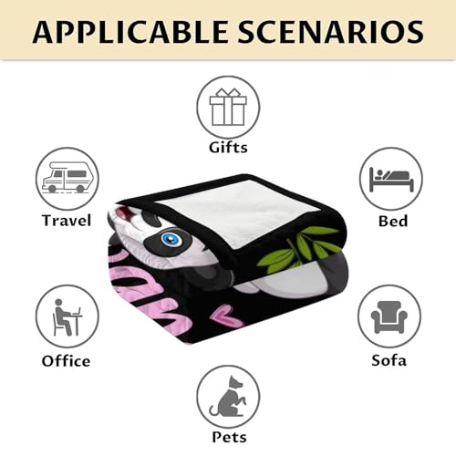 Mercuryelf Panda Throw Blanket - Soft, Fuzzy & Warm - 50x60 Inches Flannel Blankets for Living Room, Sofa - Black Cute Throws Gift for Teens