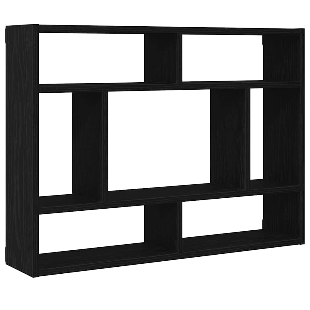 Vidaxl Black Wall Shelf Oak 75X16x55 Cm Engineered Wood