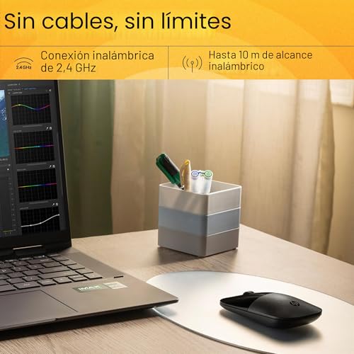 HP Z3700 – Ratón Inalámbrico (1200 PPP, 3 Botones y Rueda de Desplazamiento, Batería 16 Meses de Duración, Tecnología LED, USB y Windows Vista/7/8/10 Disponible), Color Negro 5