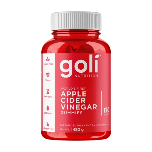 Goli EAUROUGE Apple Cider Vinegar Gummy Vitamins, Vitamins B9 & B12, Gelatin-Free, Gluten-Free, Vegan & Non-GMO - 120 Count