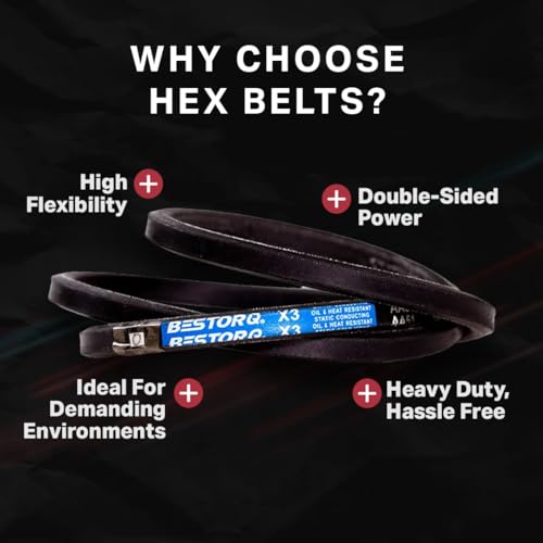 Image of BESTORQ AA90 Rubber V-Belt, Wrapped /Hex, Black, 92 inch Length x 0.5 inch Width x 0.42 inch Height