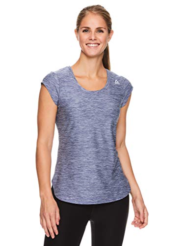 Reebok Women's Legend Running & Gym T-Shirt - Performance Short Sleeve Workout Clothes for Women - Medieval Blue Heather, Large