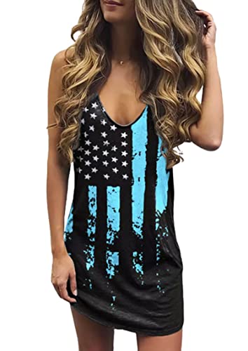 Image of Live Simple Coconut Tree Sleeveless Dress Sunshine Sand Beach Women's Summer Casual V Neck Mini Dress