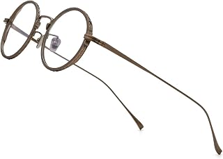 FONEX Titanium Glasses Frame Men,Retro Round Square Optical Eyeglasses Women Vintage Eyewear