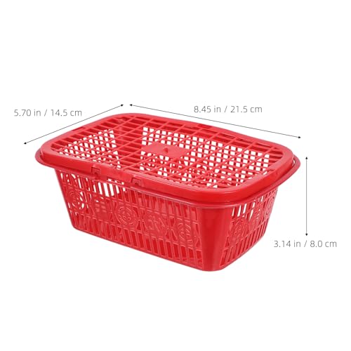 Cesta de plástico roja con asa conveniente, reutilizable y portátil para recolectar fruta 8