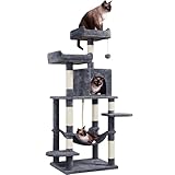Yaheetech 59in Cat Tree Large Cat Tower with Scratching Posts, Pet Play House Climber Activity Center with Condo and Anti-Dump Device for Kittens/Cats, Dark Gray