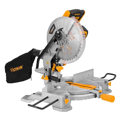 Image of Hoteche 10-Inch Miter Saw 15-Amp Compound Single Bevel Chop Saw with Laser and Blade for Wood and Metal Working