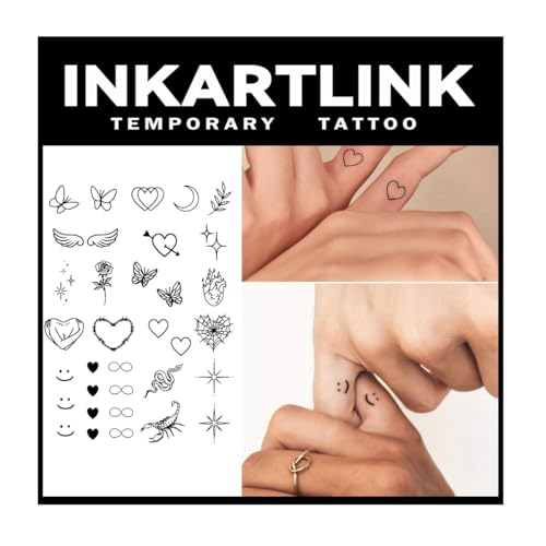 INKARTLINK ジャグア タトゥーシール 2枚セット 2週間持続 防水 刺青シール 蝶 心 メンズ レディース かわいい - INKARTLINK - 商品画像