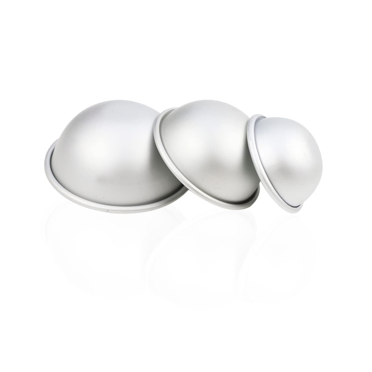 Lurrose 3pcs Aluminum Alloy Hemispherical Cake Molds Large Medium Small Baking Tool for Puddings Bath Salts Desserts Easy to Baking Molds