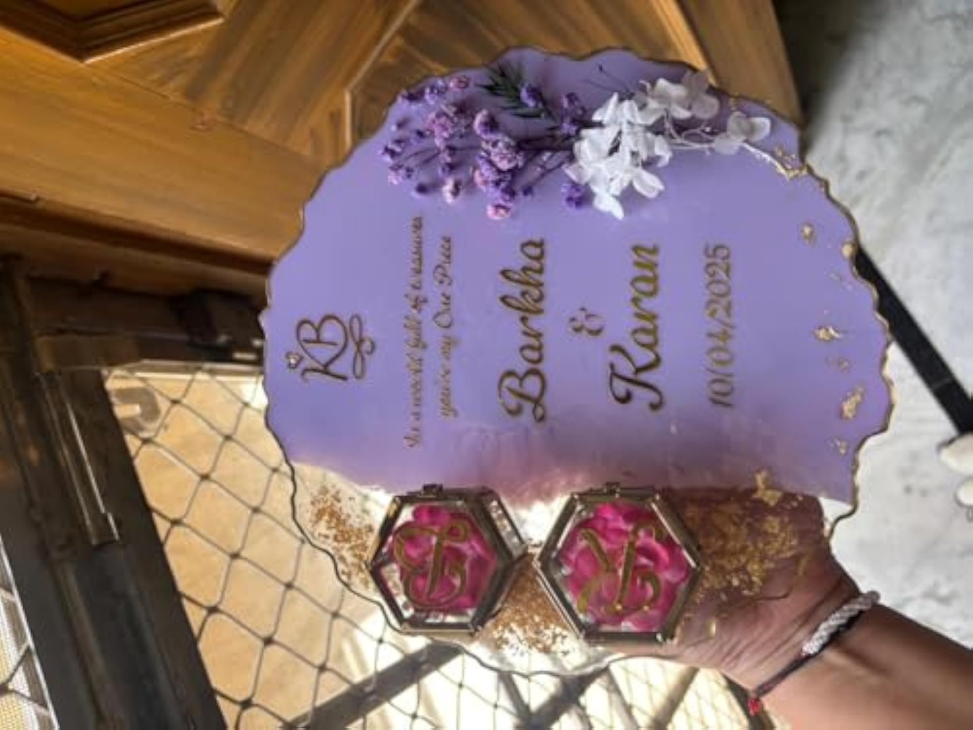 10 Inch Resin Engagement Ring Platter with Vintage Ring Box