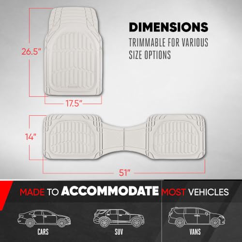 Image of Motor Trend FlexTough LITE Rubber Car Mats Full Set - All Weather White Floor Mats for Trucks, Cars & SUVs - Automotive White Car Floor Mats for Cars Interior Accessories Universal Trim-to-Fit