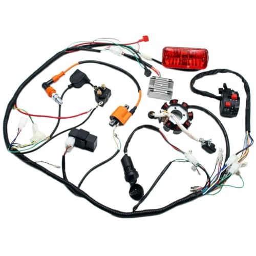 Image of PRO BAT Complete Electrical 4 Stroke Wiring Harness Kit | with 8 Coil CDI Stator Tail Light for 150cc 200cc 250cc 300cc 4 Wheelers ATV Go Kart Quad Pit Dirt Bike Lifan YX Zongshen