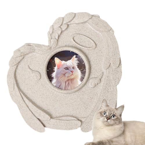 ペット墓石 | 庭園用石,写真フレーム付きハート型墓標 ガーデンデコレーションに最適な記念品