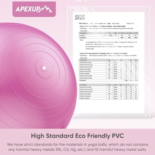 Image of APEXUP Yoga Ball, 660 lbs Anti-Burst Exercise Ball with Pump, 5 Sizes | Anti-Burst, Anti-Slip, SGS Certified, Strengthens Core, Improves Balance & Posture, Boosts Flexibility & Stability