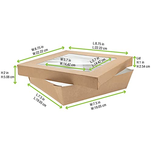 Packnwood 210Krayb195 Kray Box With Window Lid - 60 Oz - 7.1 X 7.1 X 2" - 200 Per Case #TOP5