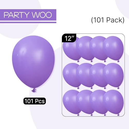 Image of PartyWoo Purple Balloons 101pcs 12 Inch Purple Latex Balloons for Birthday Baby Shower Anniversary Engagement Wedding Princess Bachelorette Bridal Shower Butterfly Party Decorations Purple-Y15