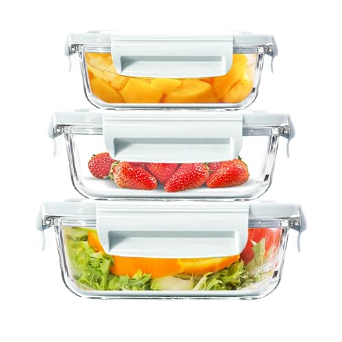 El Mejor Listado de Contenedor hermetico rojo disponible en línea. 41 PKDEF Juego de 3 Recipientes Vidrio Herméticos Rectangulares con Tapas, Apto para Microondas, Congelador y Lavavajillas, Libre de BPA, 370 ml, 660 ml, 1040 ml