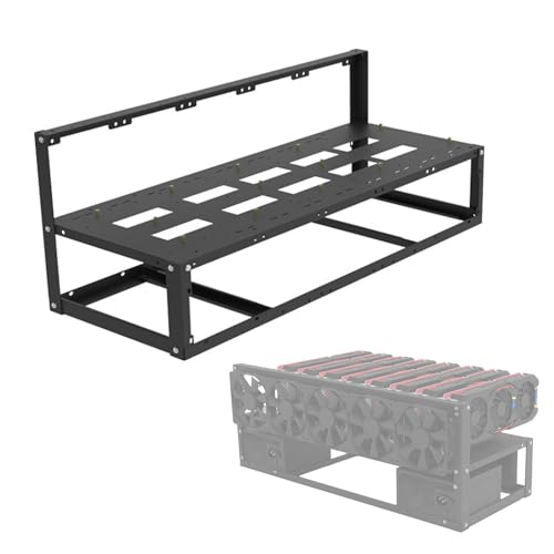 minerario Rig – in acciaio open-air mineraria mineraria | alloggiamento in acciaio open-air miner con supporto scheda madre migliora il flusso GPU | MiningCase - configurazione