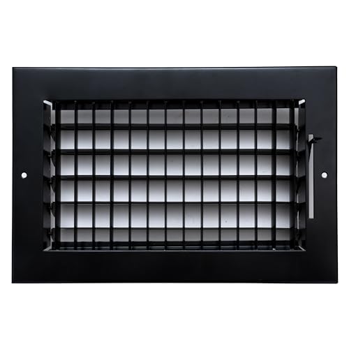 Fits 10x6 Duct Opening Steel Adjustable Air Supply Grille by Handua | Register Vent Cover Grill for Sidewall and Ceiling | Black | Outer Dimensions: 11.75" X 7.75" by Handua - Used condition - Image 3