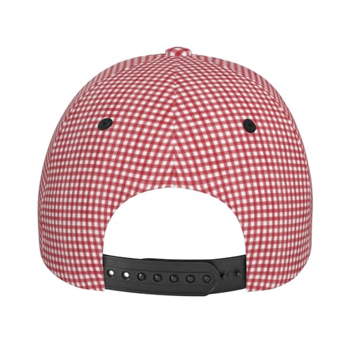 Gorra clásica unisex a cuadros roja y blanca miniatura 4