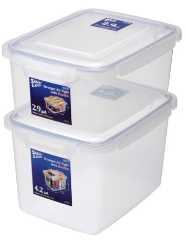 Lustroware Smart Locks Jumbo Keeper Stackable B-2897/2899 2-Piece 2.9/4.2-Gallon Food Container Set, Large, White