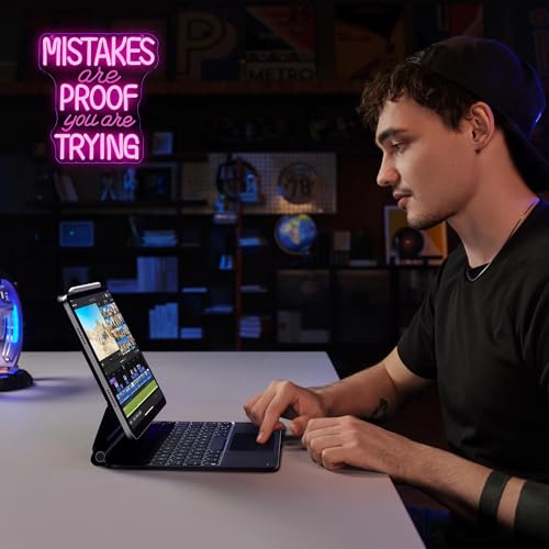 Image of Allball Mistakes Are Proof You Are Trying Neon Sign, Motivational Neon Sign USB Powered LED Dimmable, for Classroom Office Children Room Bedroom Living Room Sign, Graduation Gift(11.8 * 11 In)