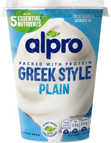 Alpro Plain Greek Style Plant-Based & SOYA Yoghurt Alternative, 400g
