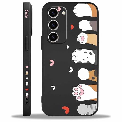 Saqmkil Coque pour Samsung Galaxy S23 5G, Aesthetic Design Chat Motif Noir Silicone Housse Étui, Femme Fille Anti-Rayures Protection Etui Gel TPU Souple...