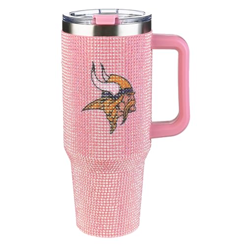 Image of The Memory Company Officially Licensed 40oz Pink Bling Game Day Tumbler, Minnesota Vikings