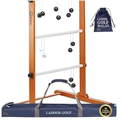 Uber Games Neu 2025 verbessert Leitergolf Spiel. Profi Set, echten Golfbällen, Massivholz, Stark & Stabil (Schwarz/Weiß) - Luxus Tragetasche - Komplett Laddergolf