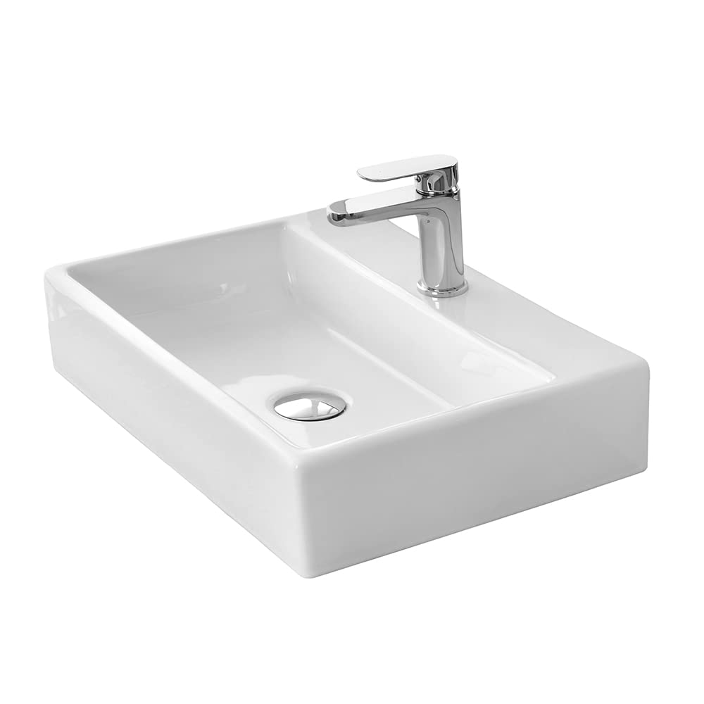Lavabo Da Appoggio Ceramica Bianco 41x36x13 Cm - Con Foro Rubinetto E Troppopieno - Foto 4